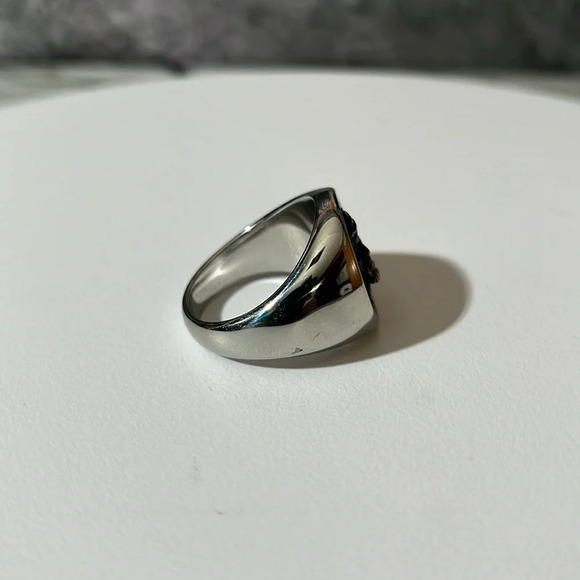 STAINLESS STEEL AND BRONZE JESUS RING - Picture 4 of 5